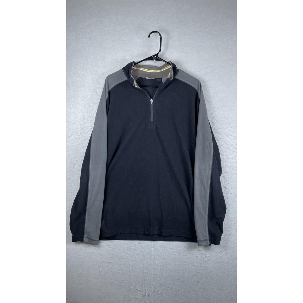 REI Pullover Mens XL Black Gray 1/4 Zip Fleece Long‎ Sleeve Hiking Mock Neck